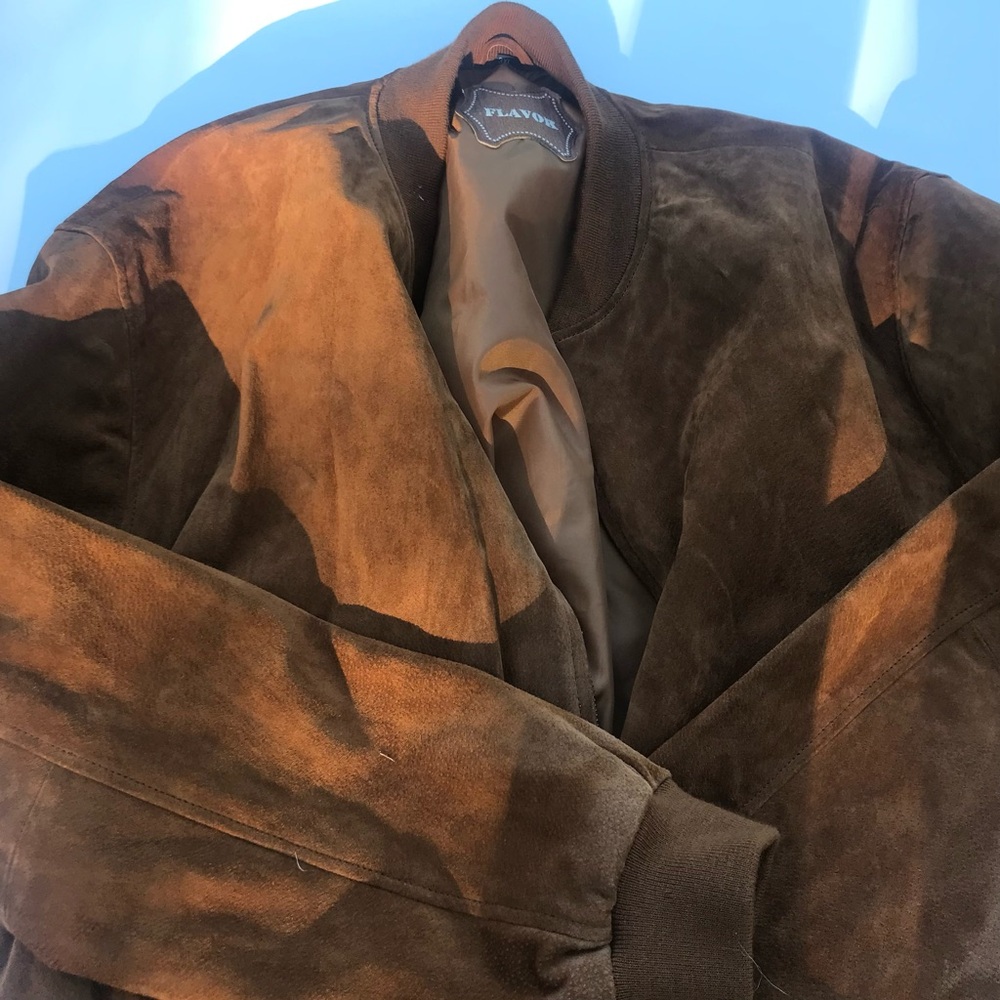 Flavor real leather suede bomber jacket